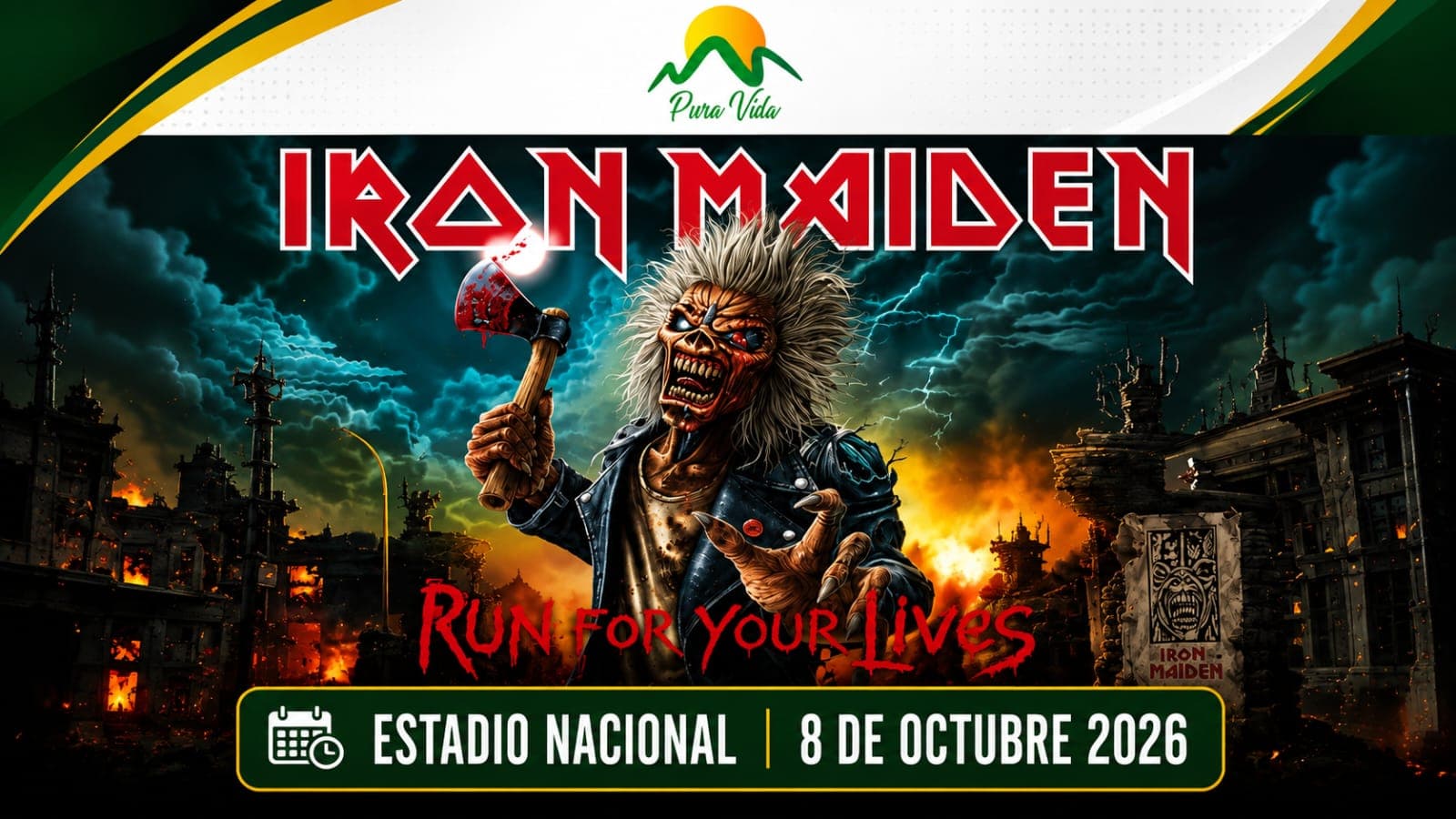 Banner de Iron Maiden · Run For Your Lives World Tour